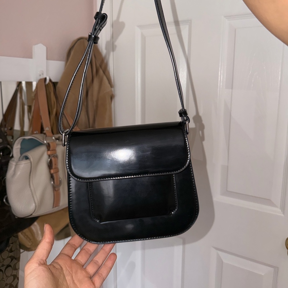 Zara black patent purse